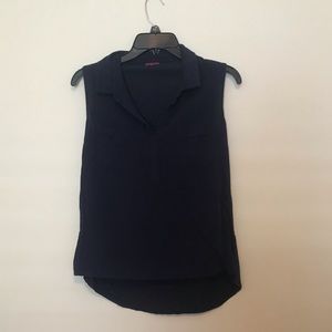 Dark Blue High To Low Sleeveless Shirt
